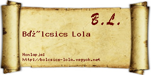 Bölcsics Lola névjegykártya